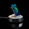 Bluetooth-колонка с беспроводной зарядкой и часами netEnergy, серая с логотипом