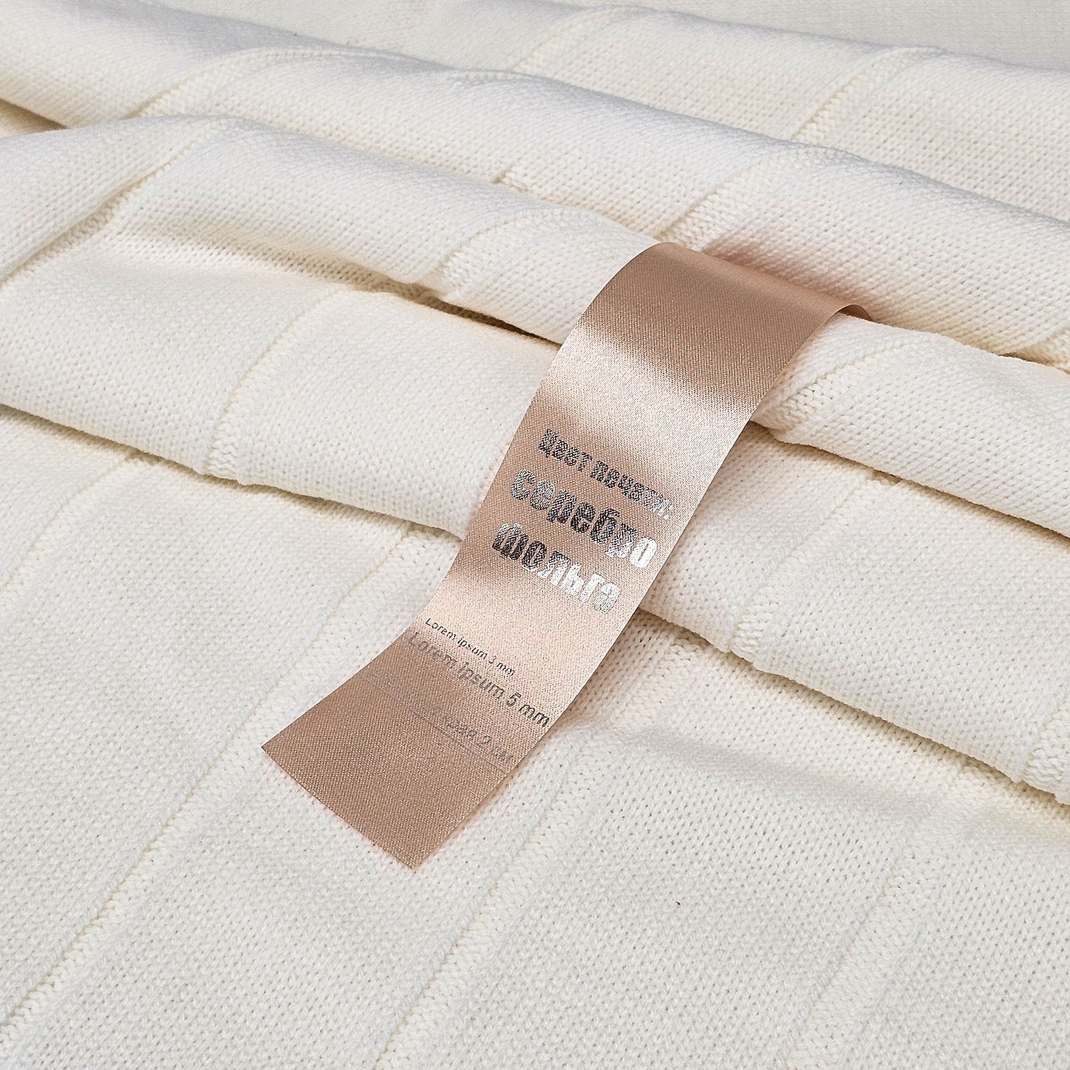 Лента сатиновая Satin 35 М, светло-бежевая, 60 см с логотипом