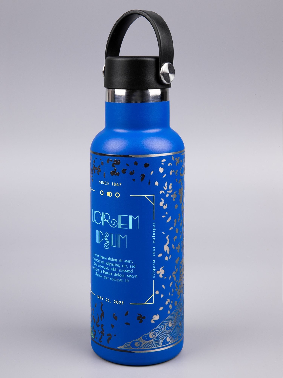 Термобутылка Bidon, синяя с логотипом