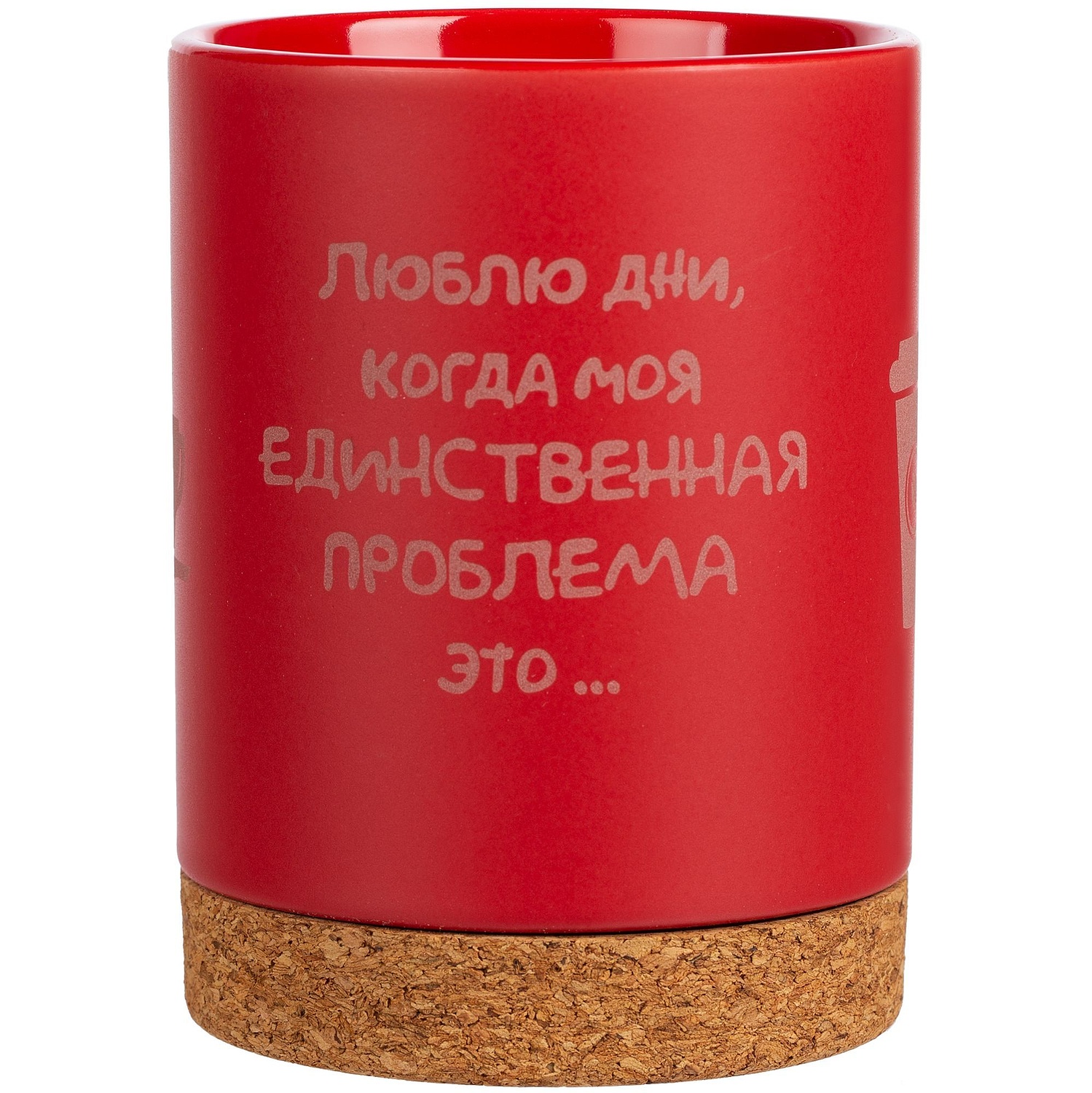 Кружка с пробковой подставкой Corky, красная