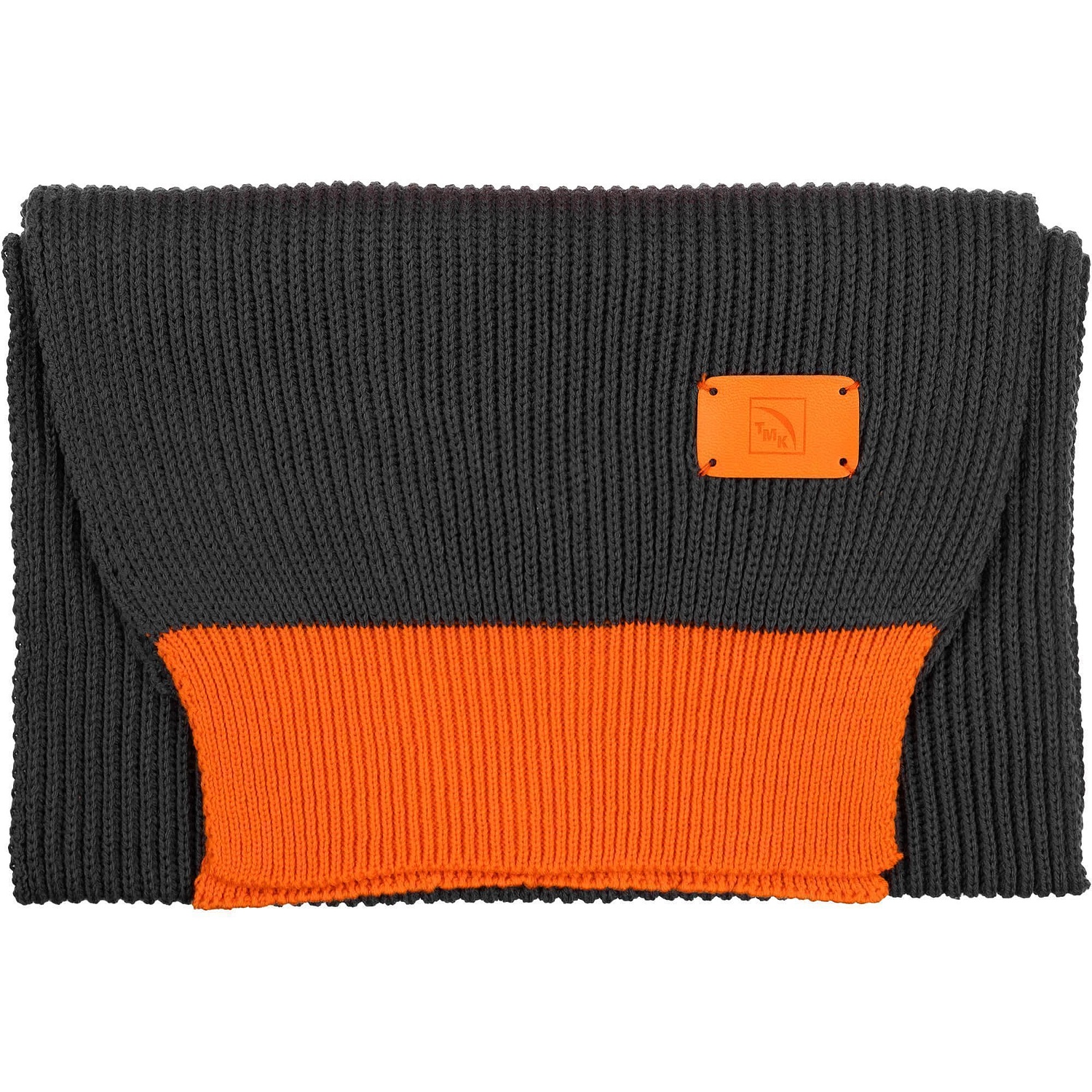 Шарф Snappy, темно-серый с оранжевым с логотипом