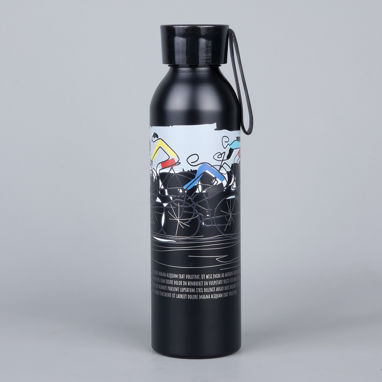 Бутылка для воды Brooke, матовая черная с логотипом