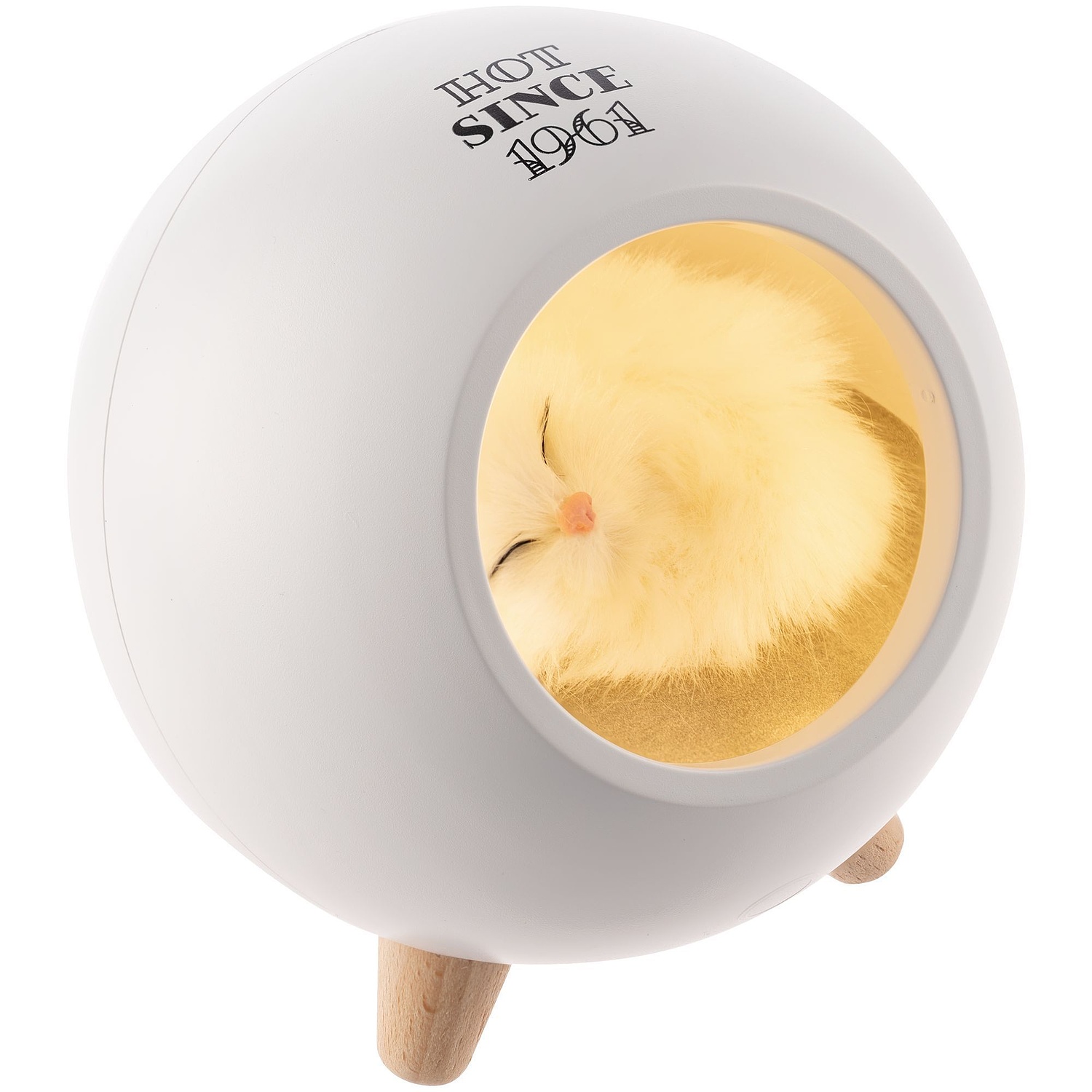 Беспроводная лампа-колонка Right Meow, белая с логотипом