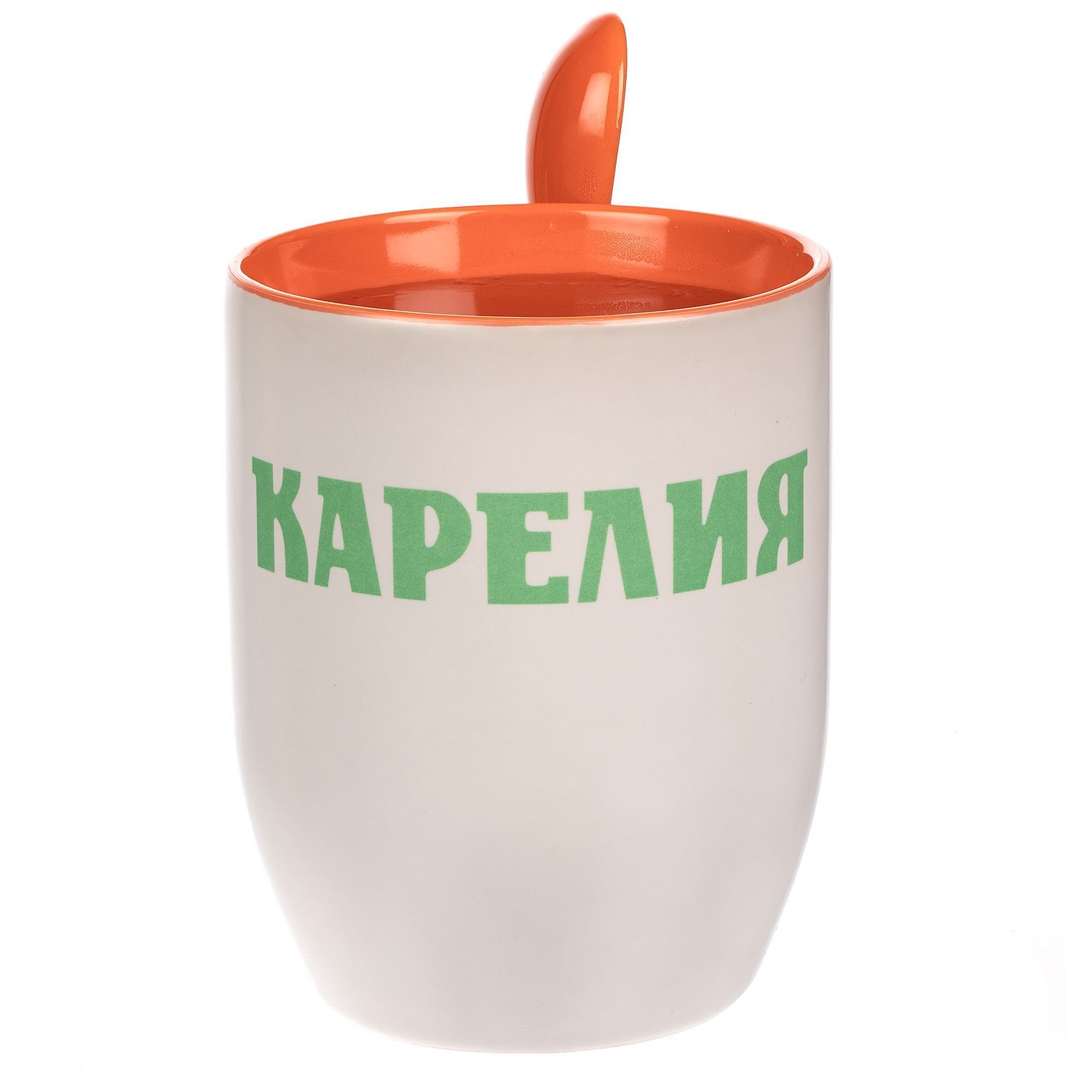 Кружка-хамелеон Melty с ложкой, черная с оранжевым с логотипом