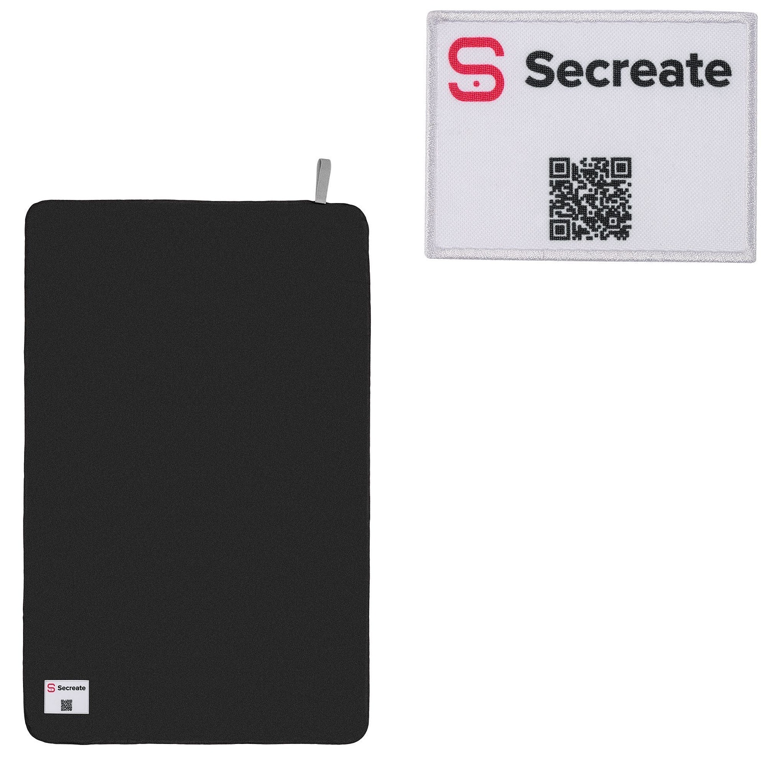 Спортивное полотенце Vigo Medium, черное с логотипом