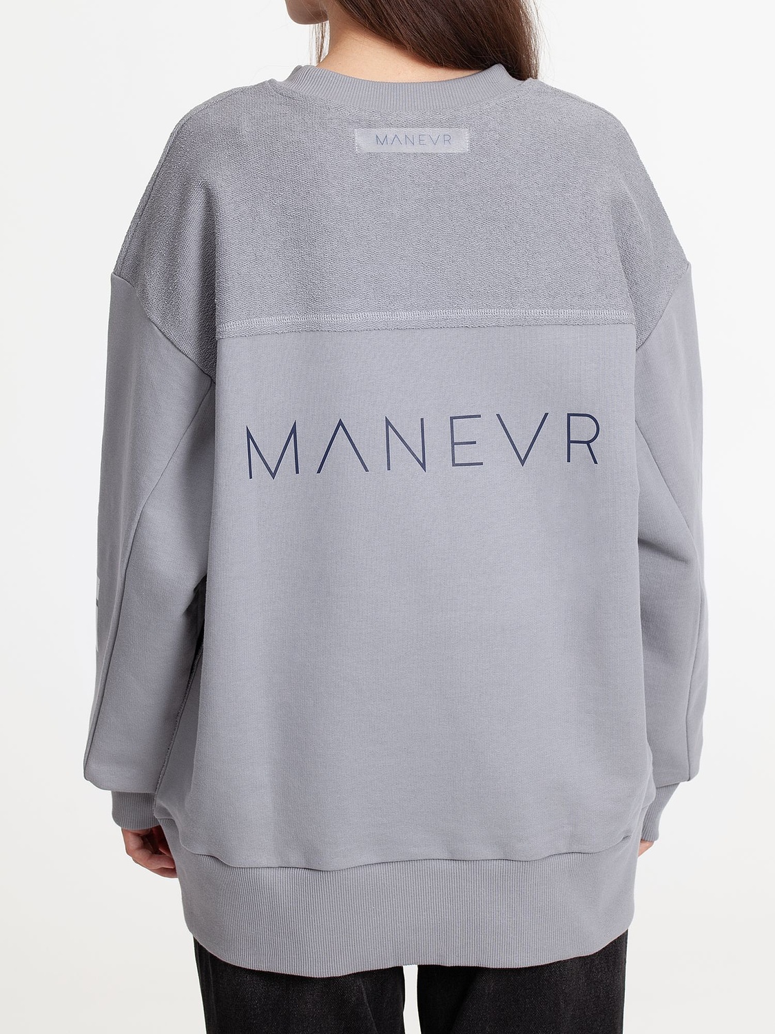 Свитшот оверсайз унисекс Vozduh, светло-серый с логотипом