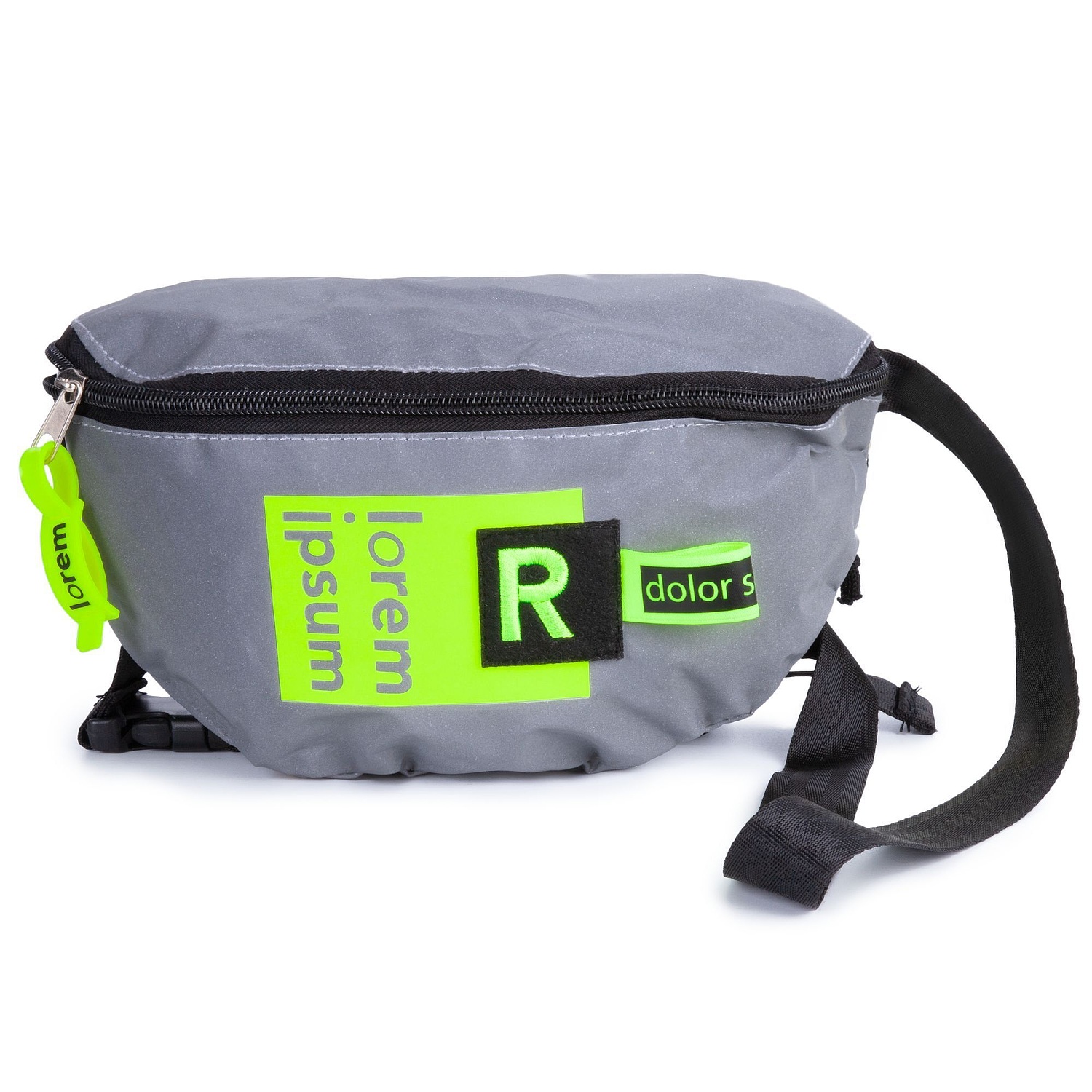 Поясная сумка Manifest из светоотражающей ткани, серая с логотипом
