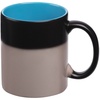 Кружка-хамелеон On Display, матовая, черная с голубым с логотипом