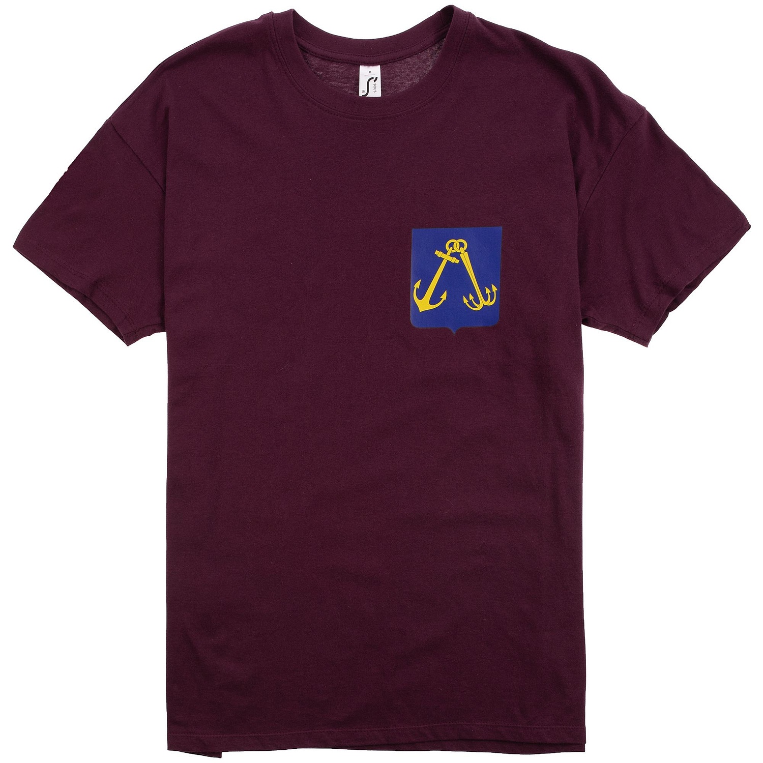 Футболка унисекс Regent 150, бордовая с логотипом