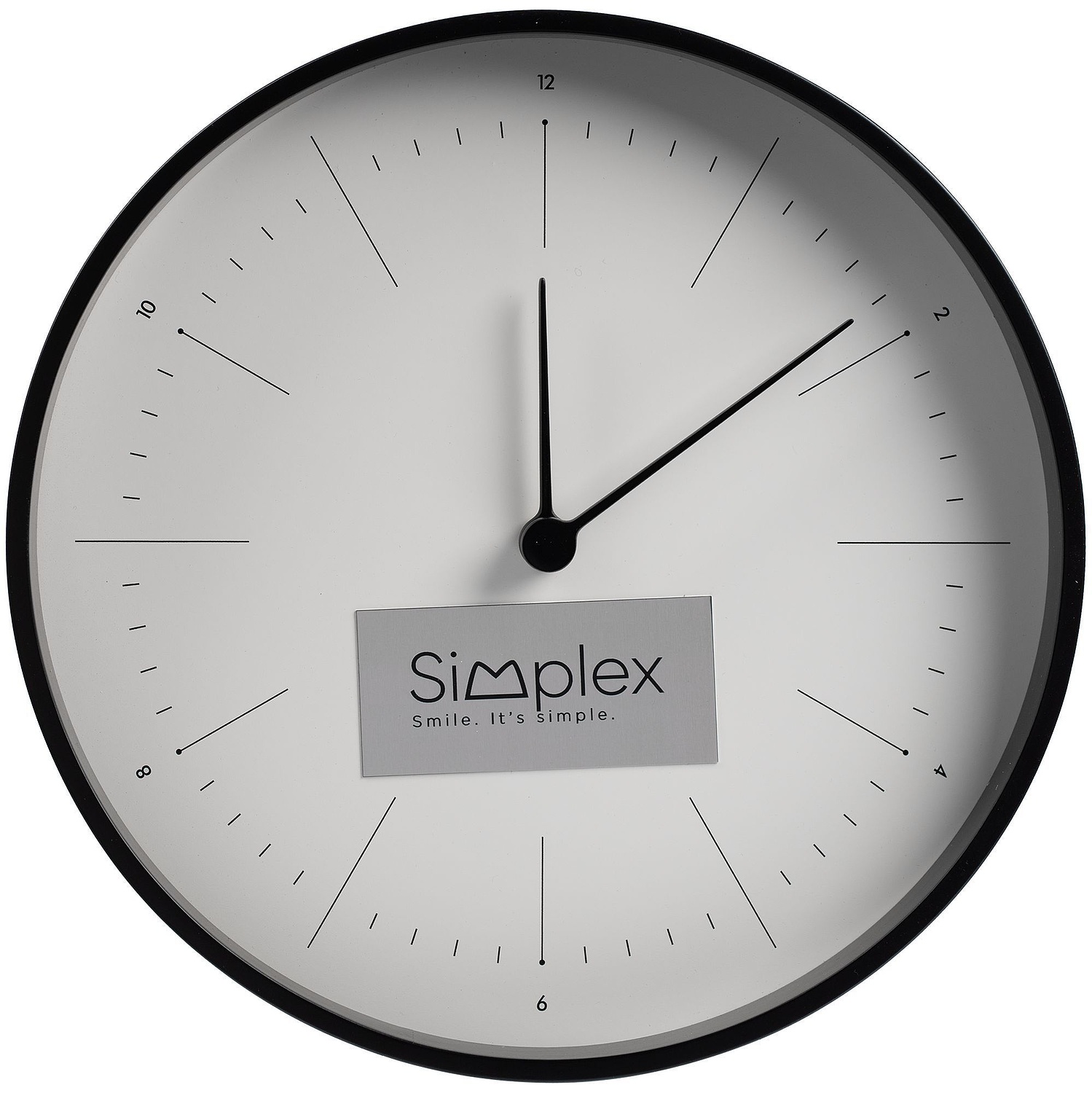 Часы настенные Lacky, белые с черным с логотипом