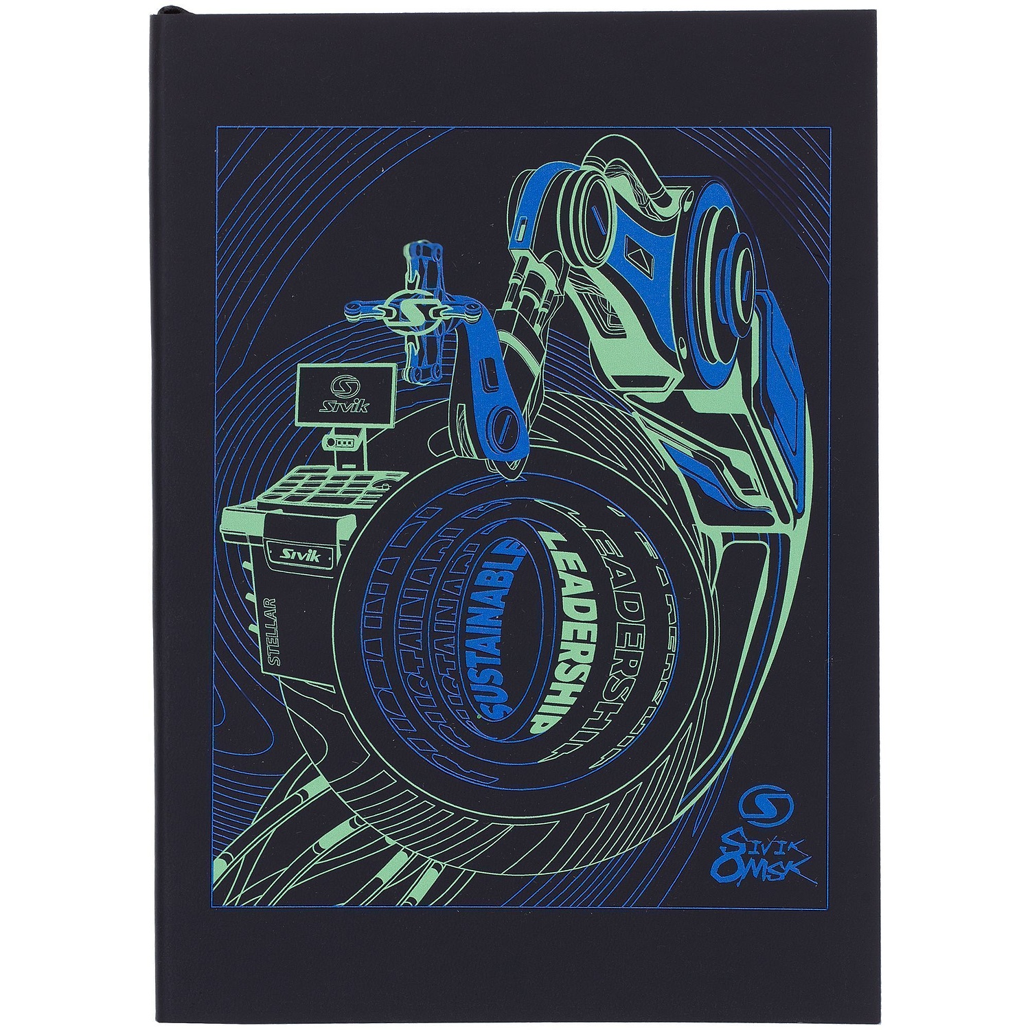 Ежедневник Flat, недатированный, иссиня-черный с логотипом