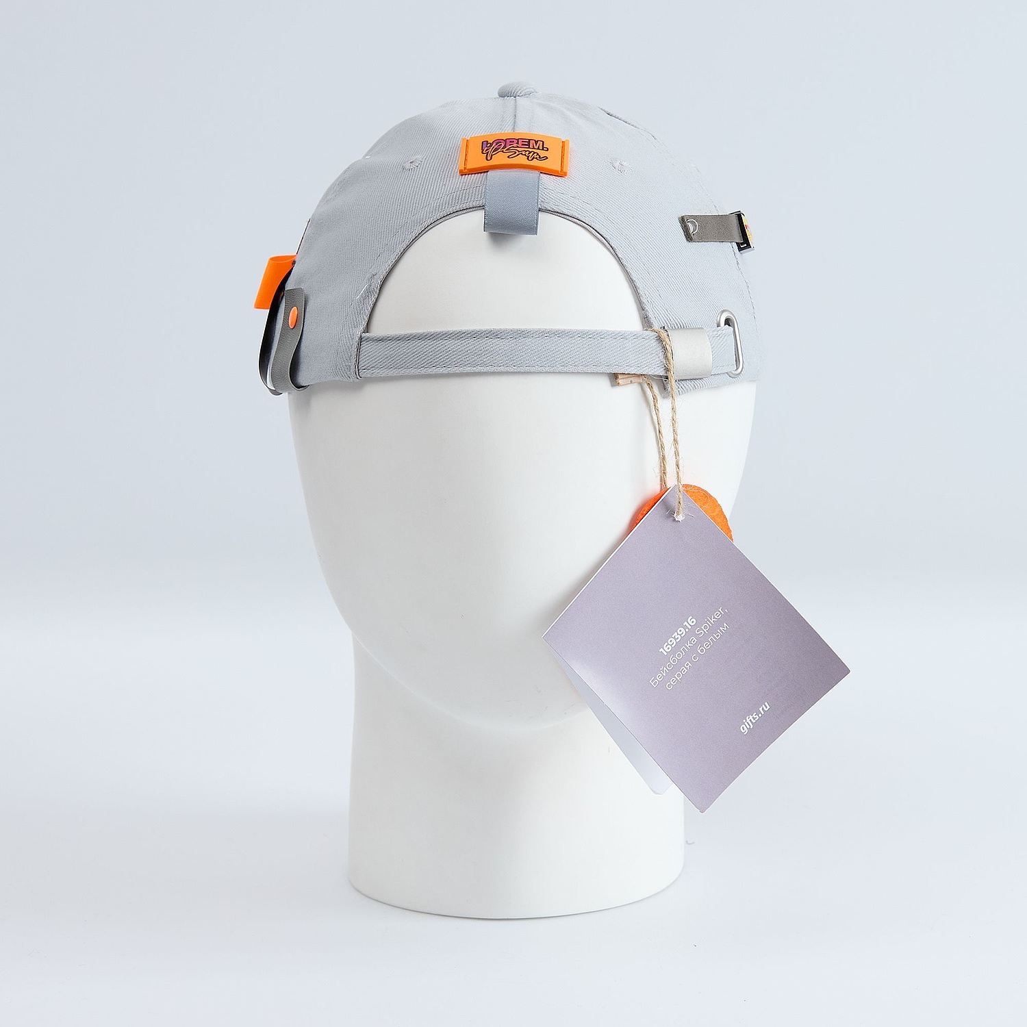 Бейсболка Buffalo, серая с оранжевым с логотипом