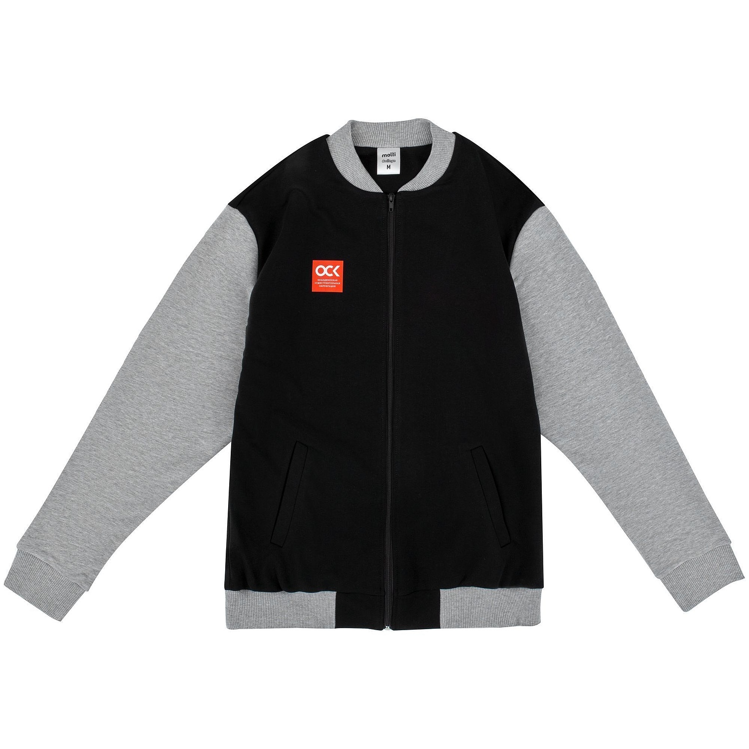 Бомбер College, черный с логотипом