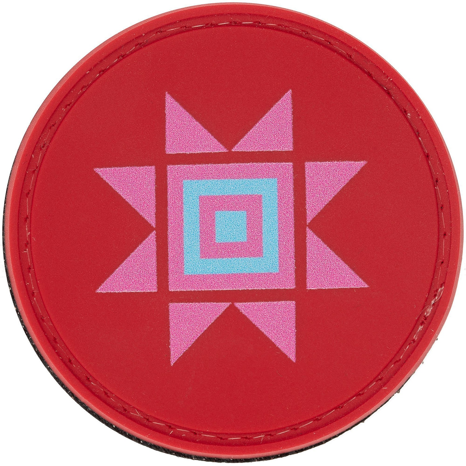 Лейбл из ПВХ с липучкой Menteqo Round, красный с логотипом