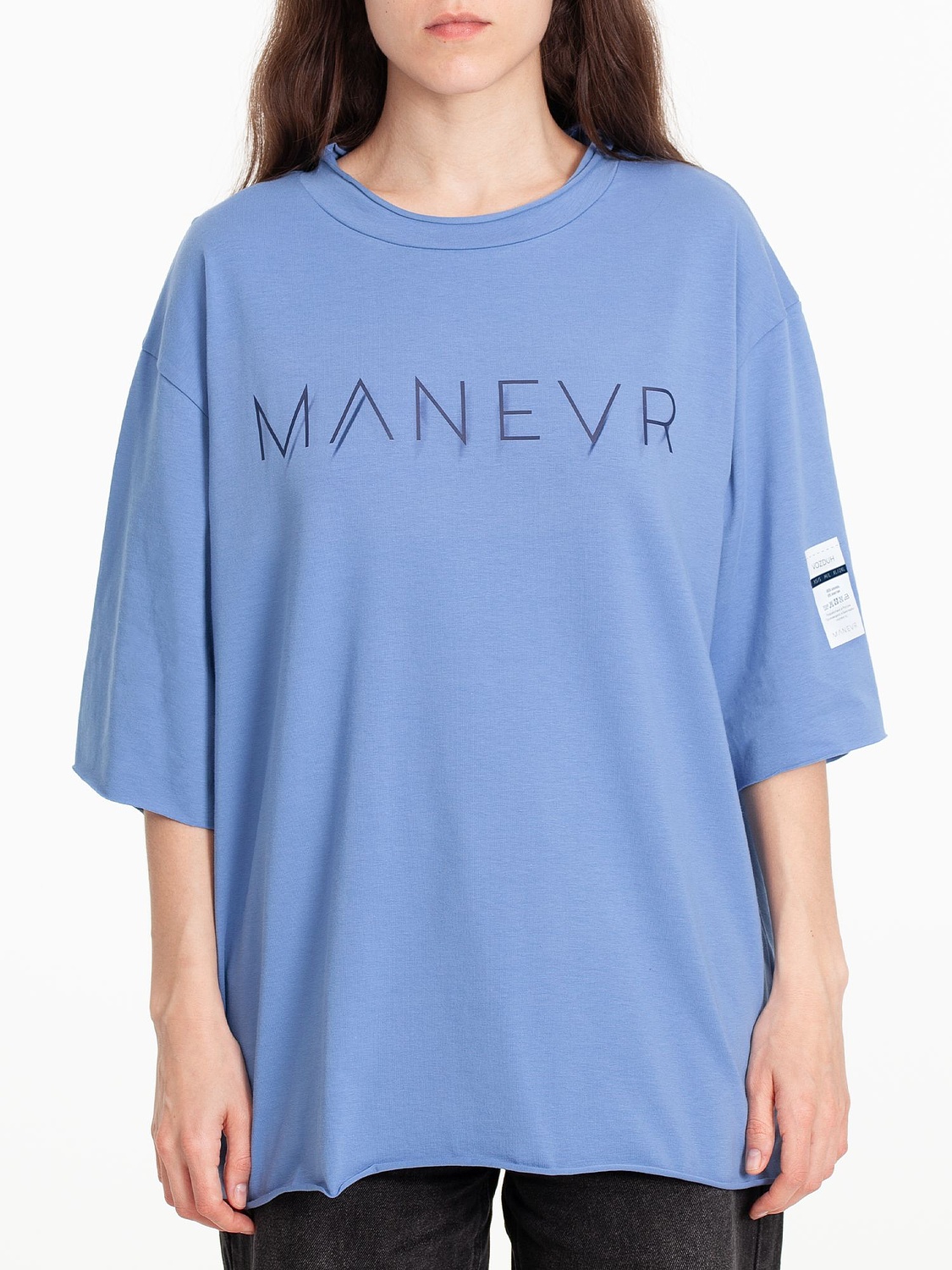 Футболка оверсайз Vozduh 2.0, синяя с логотипом