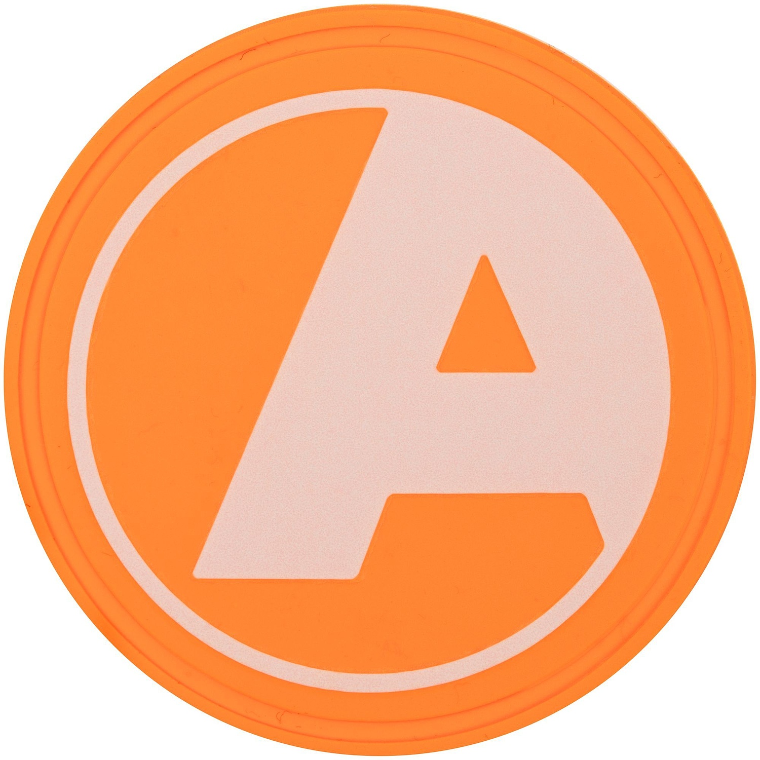 Лейбл из ПВХ Dzeta Round, L оранжевый неон с логотипом