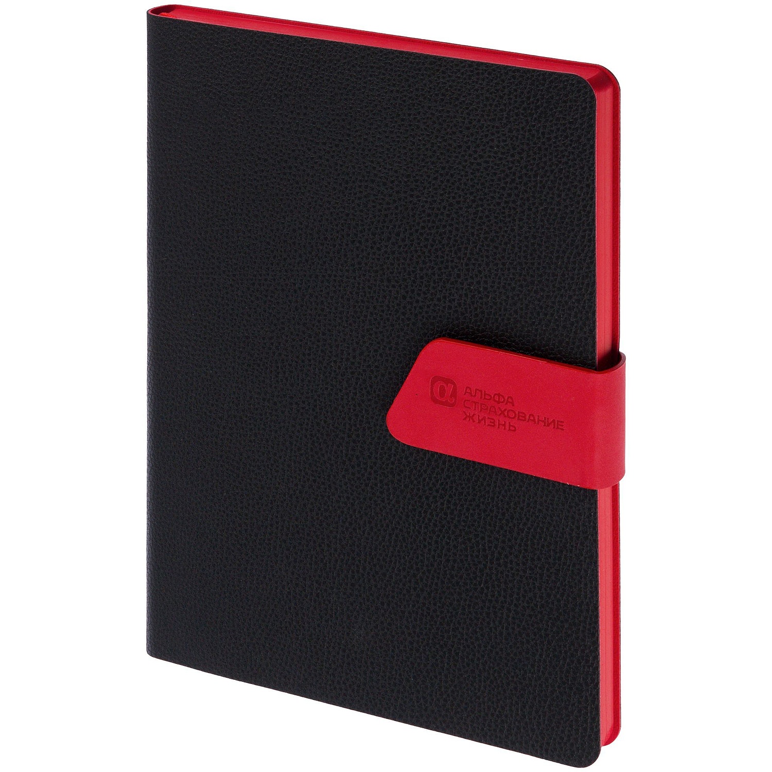 Ежедневник Boom, недатированный, черный с красным с логотипом