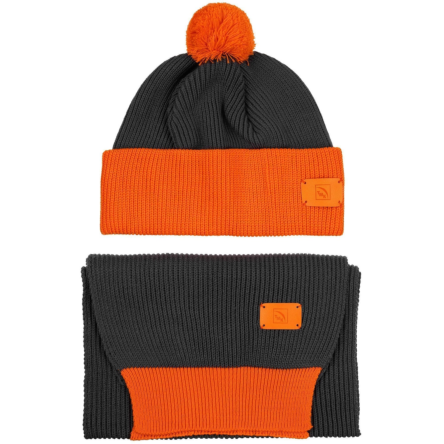 Шарф Snappy, темно-серый с оранжевым с логотипом