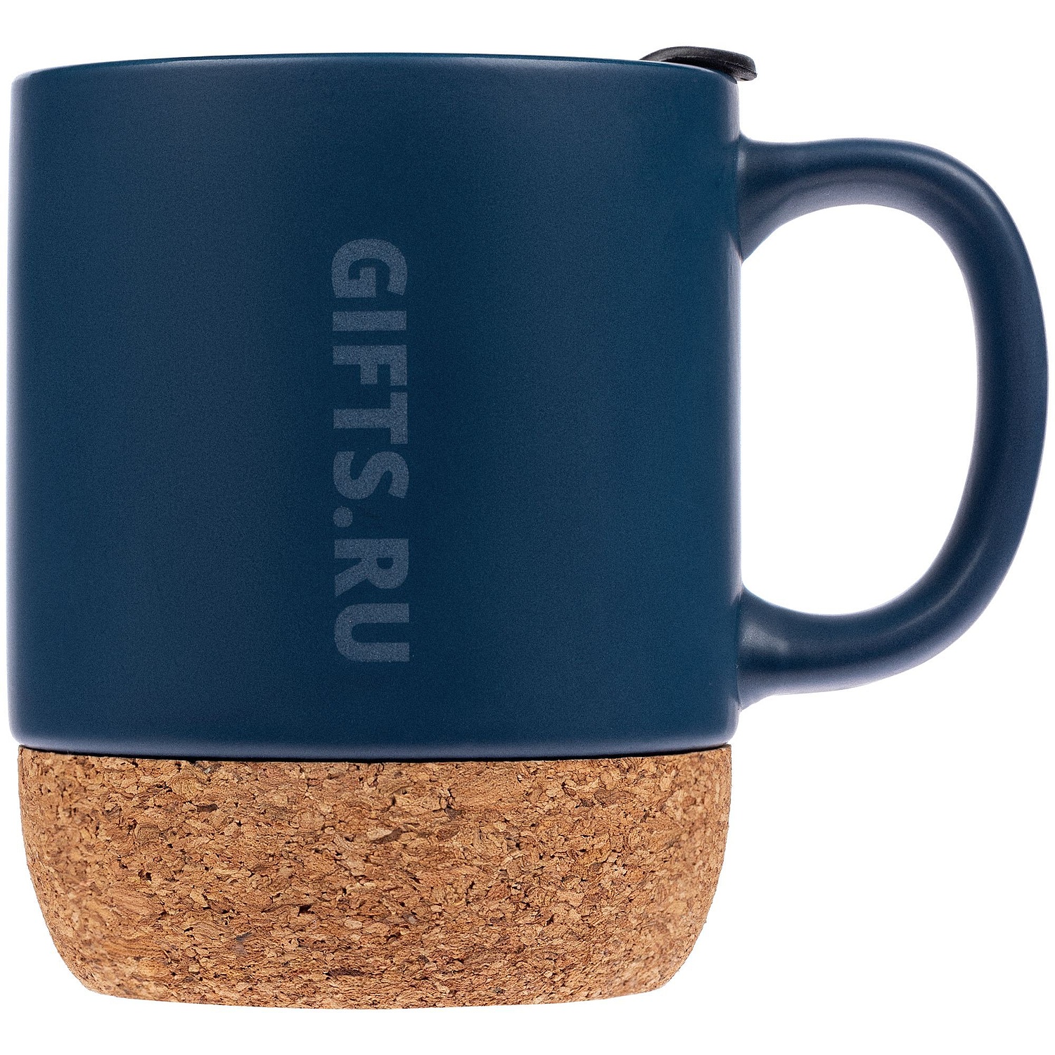 Кружка с пробковой подставкой Corky Walk, синяя с логотипом