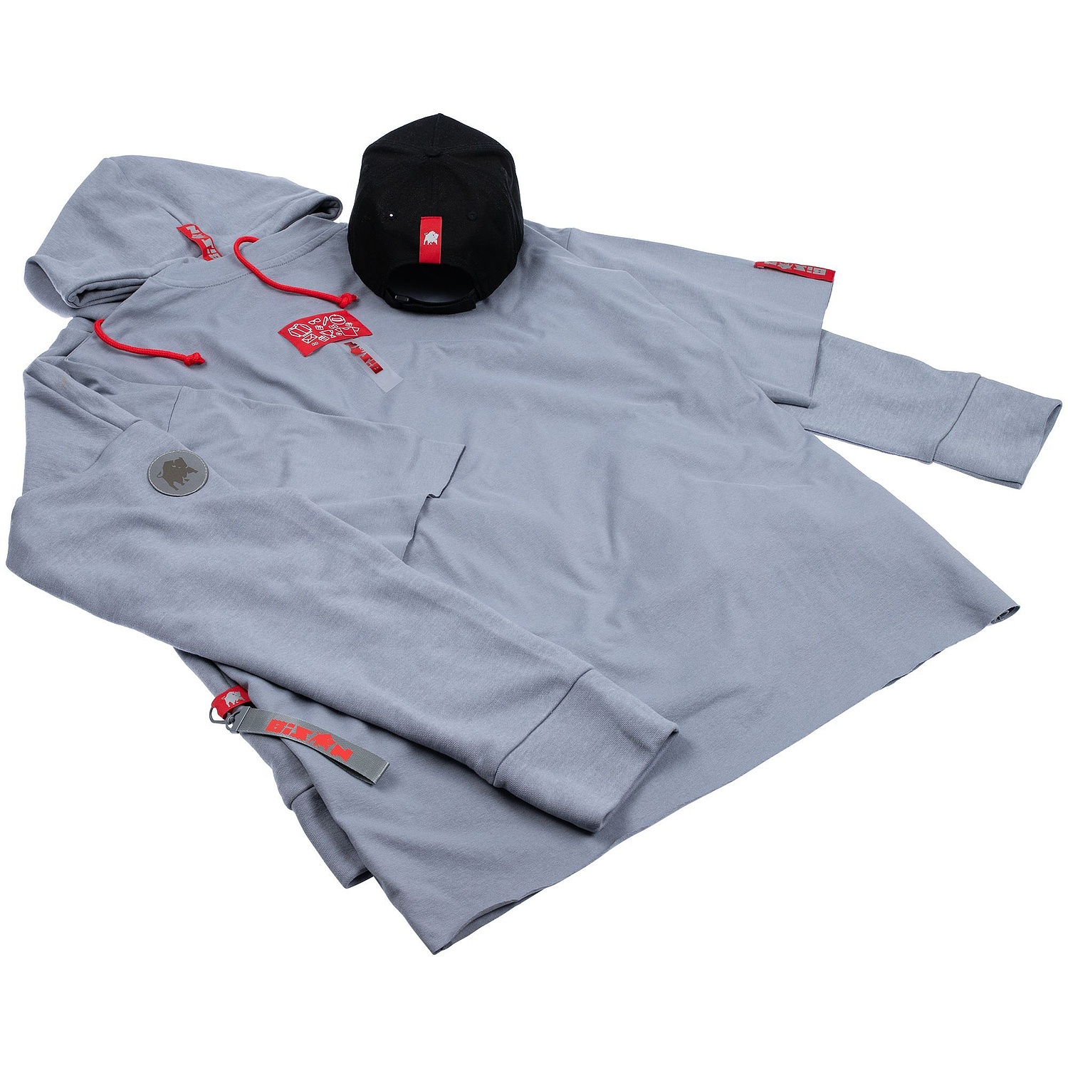 Худи унисекс H2, серое с логотипом