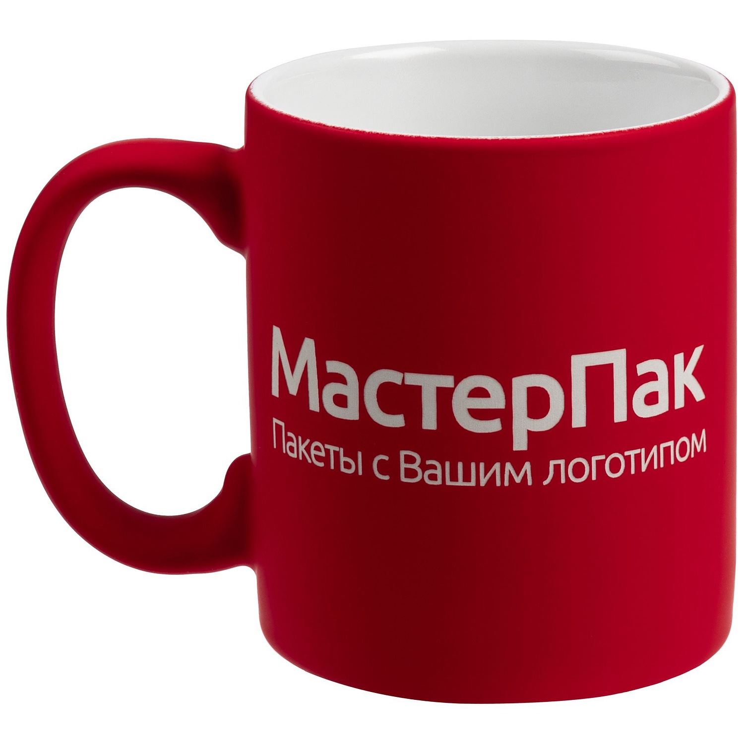 Кружка Promo Soft с покрытием софт-тач, ярко-красная с логотипом