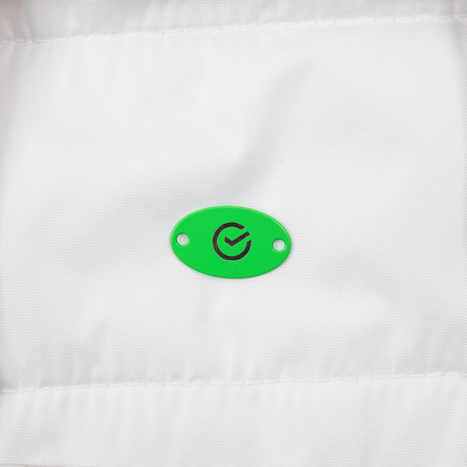 Шильдик металлический Alfa Oval, зеленый неон с логотипом