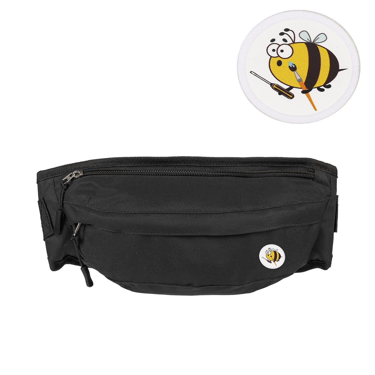 Наклейка тканевая Lunga Round, M, белая с логотипом