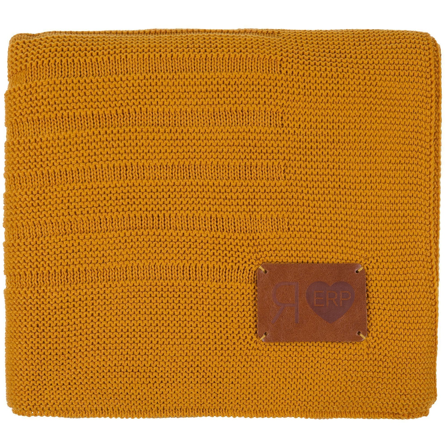 Лейбл кожаный Beta, XL, горчичный с логотипом