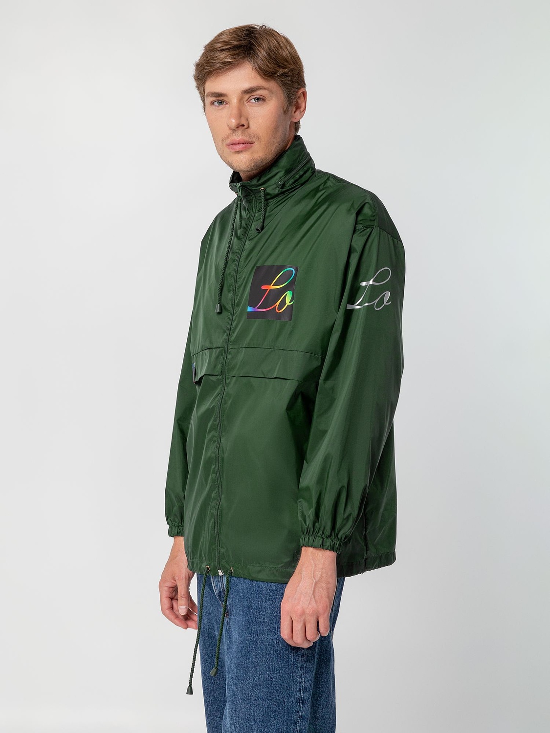 Ветровка из нейлона Surf 210, зеленая с логотипом