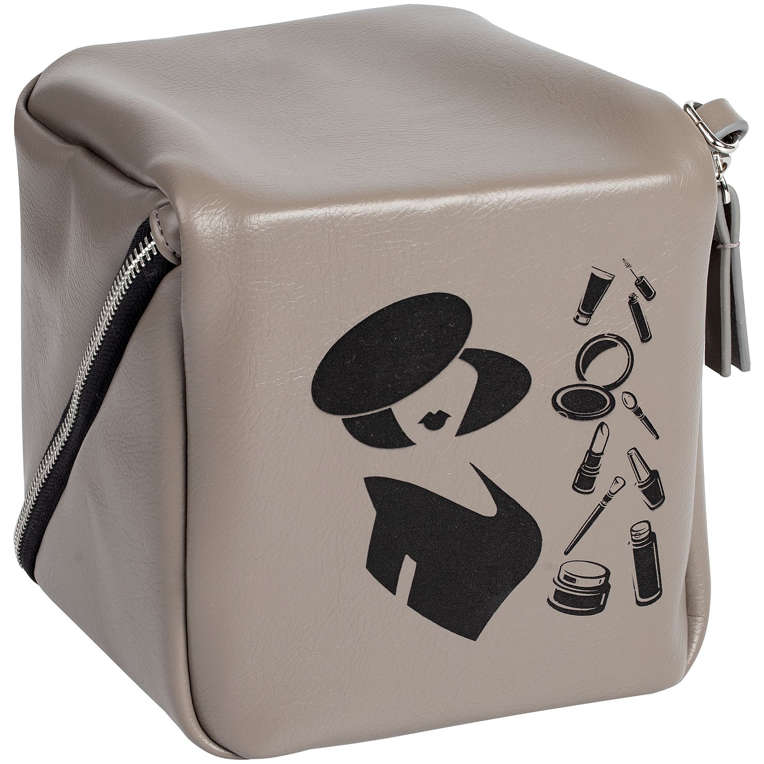 Дорожная косметичка Cubo, серая с логотипом