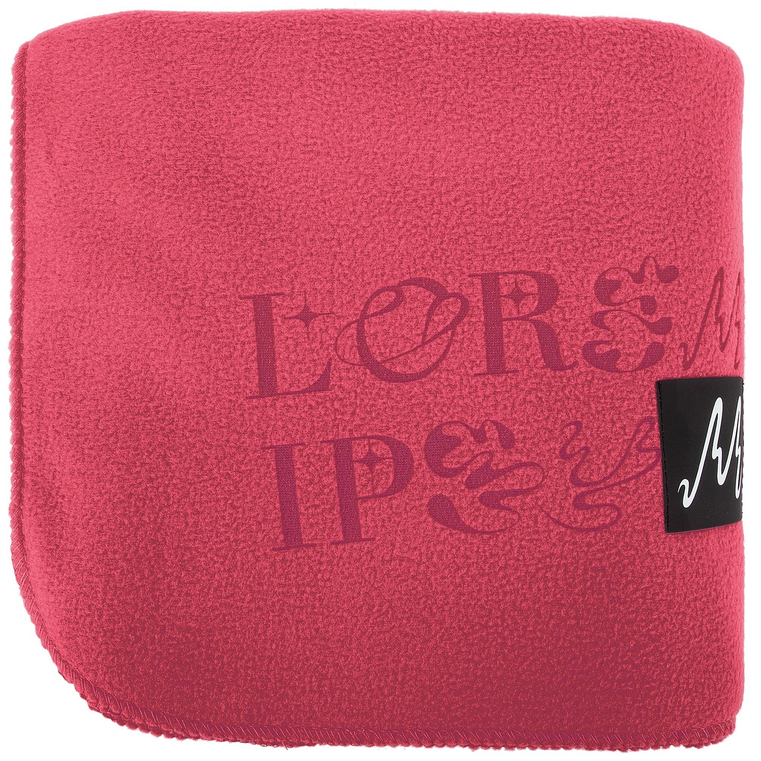 Флисовый плед Warm&Peace, розовый (коралловый) с логотипом