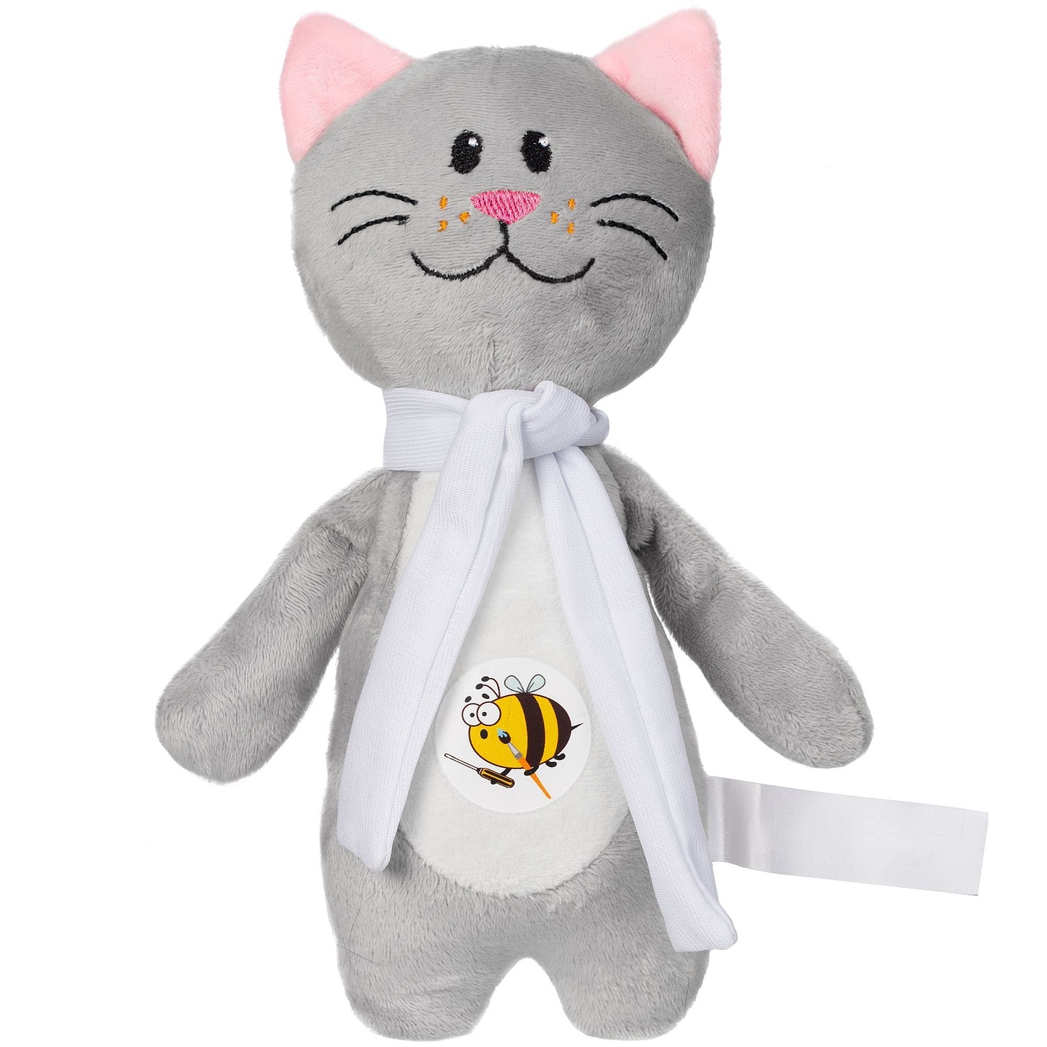 Мягкая игрушка Beastie Toys, котик с белым шарфом