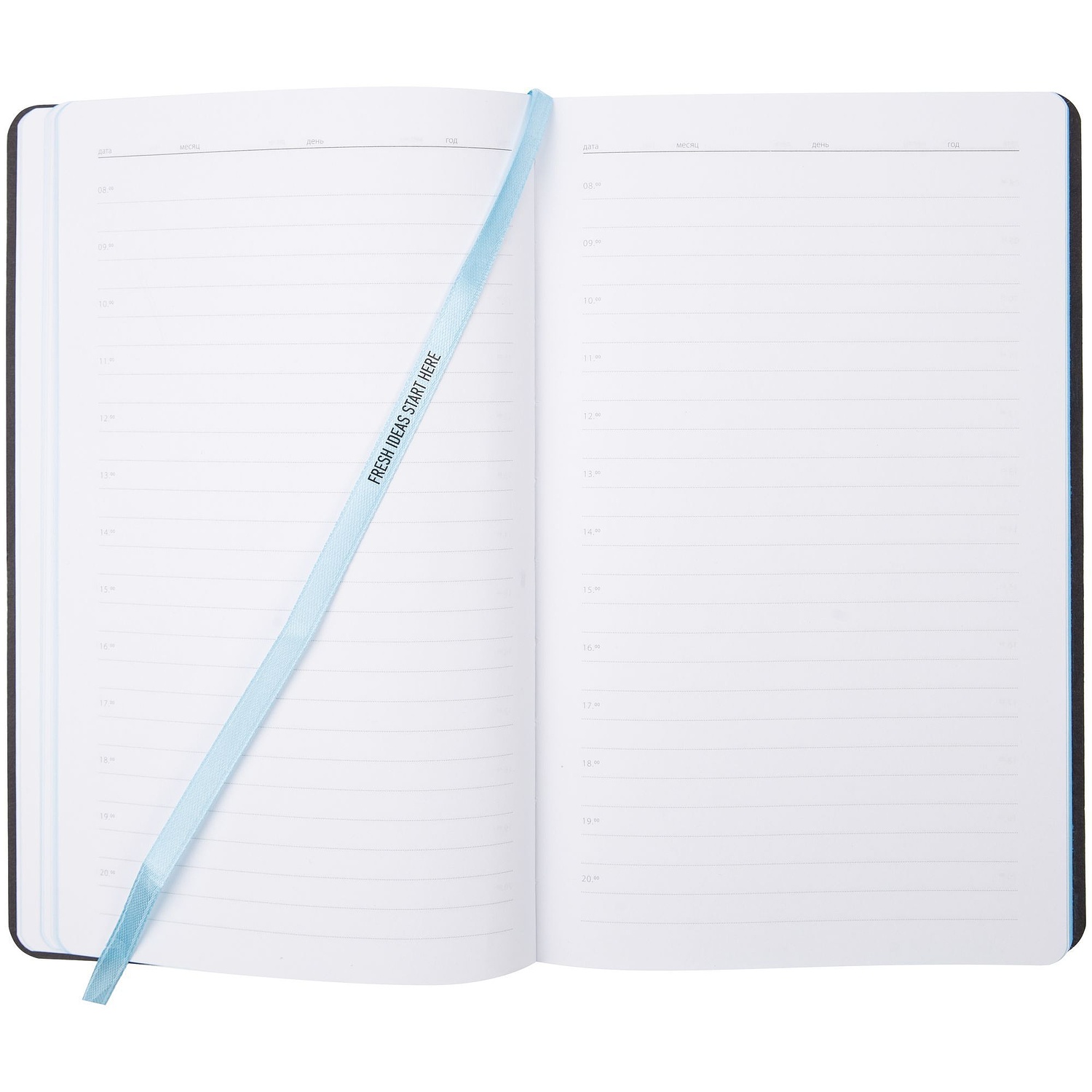 Ежедневник Nice Twice, недатированный, черный с голубым с логотипом