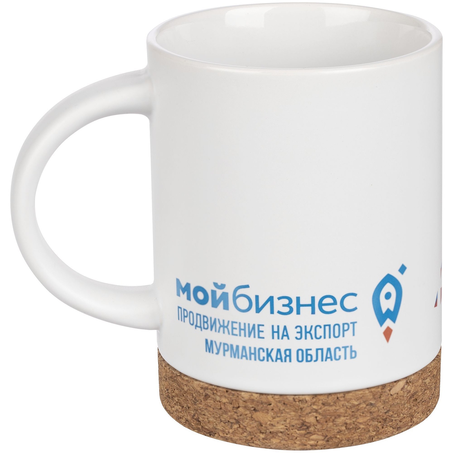 Кружка с пробковой подставкой Corky, белая с логотипом