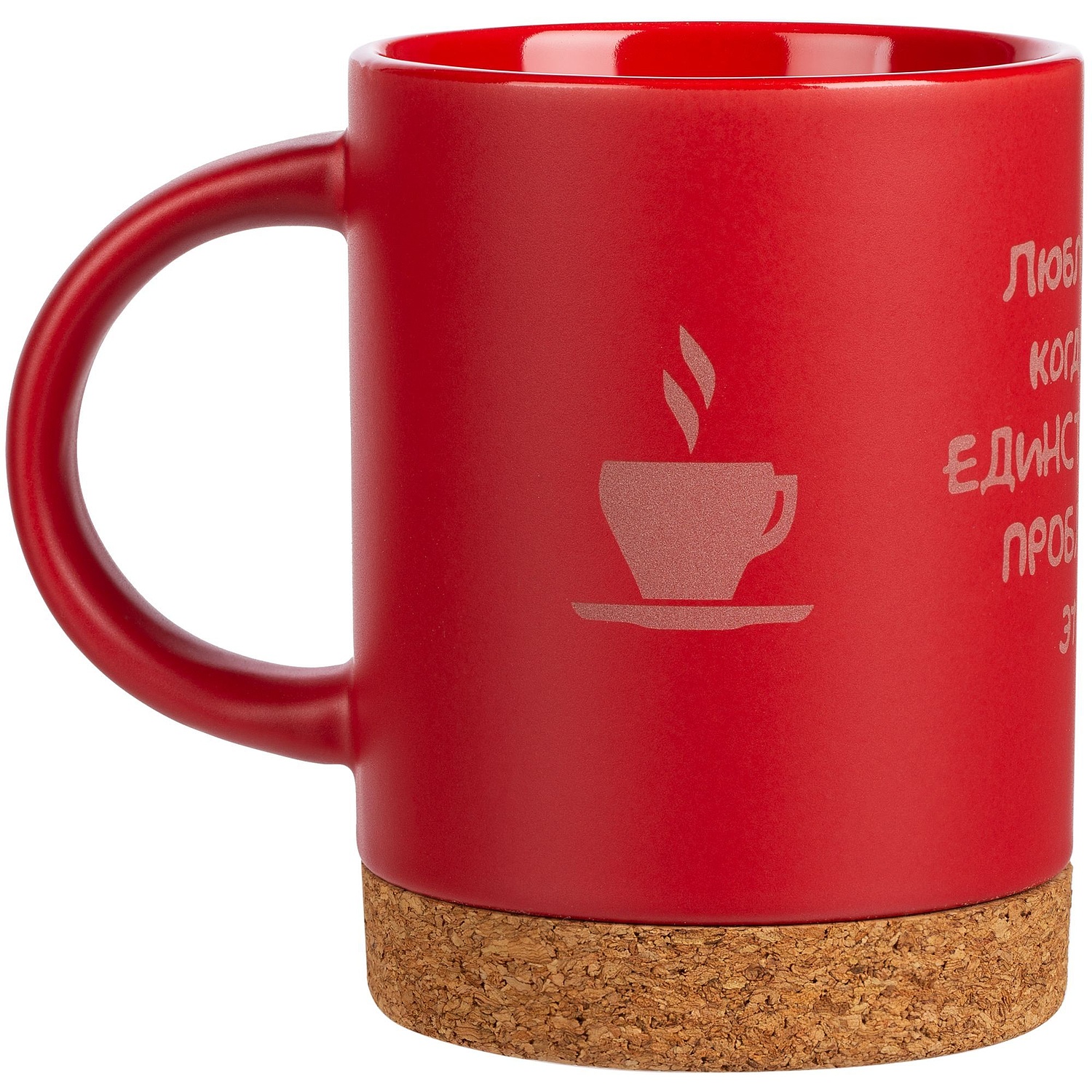 Кружка с пробковой подставкой Corky, красная