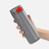 Термостакан X1 с цветной кнопкой, серый с красным с логотипом