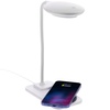 Настольная лампа с беспроводной зарядкой Modicum, белая с логотипом