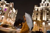 Зонт складной Manifest Color со светоотражающим куполом, черный с логотипом
