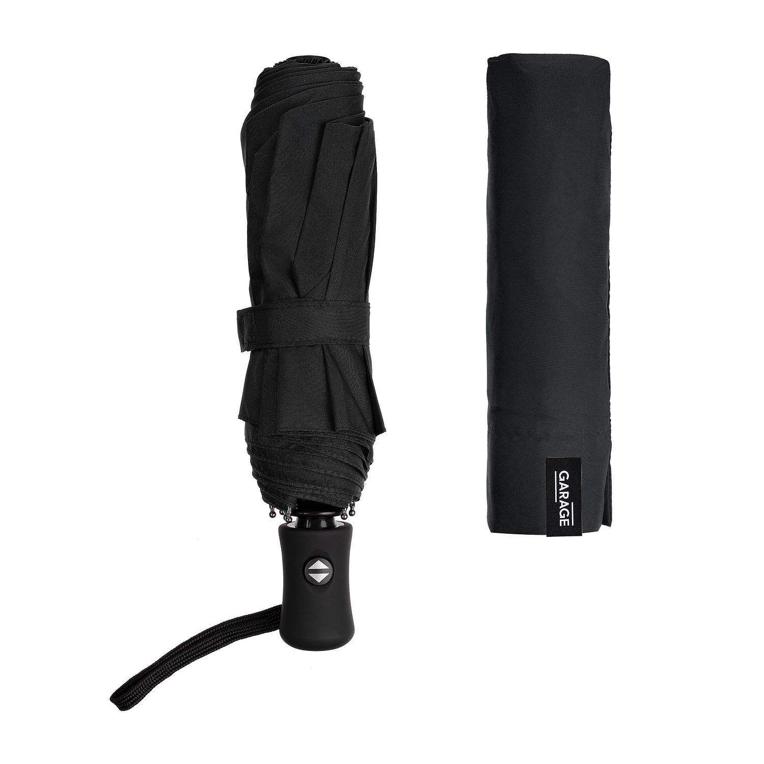 Зонт складной Monsoon, черный с логотипом