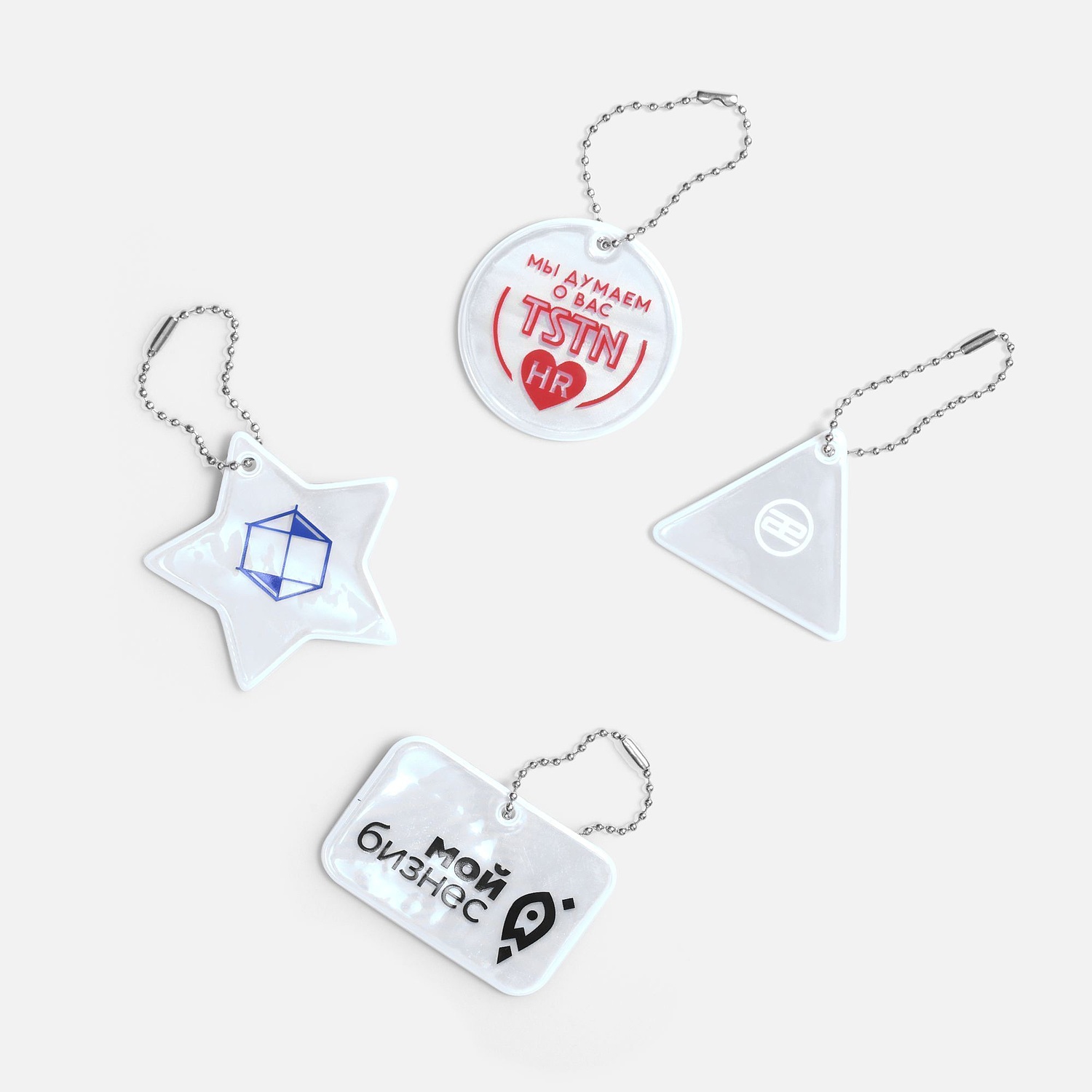 Светоотражатель Spare Care, прямоугольник, серебристый с логотипом