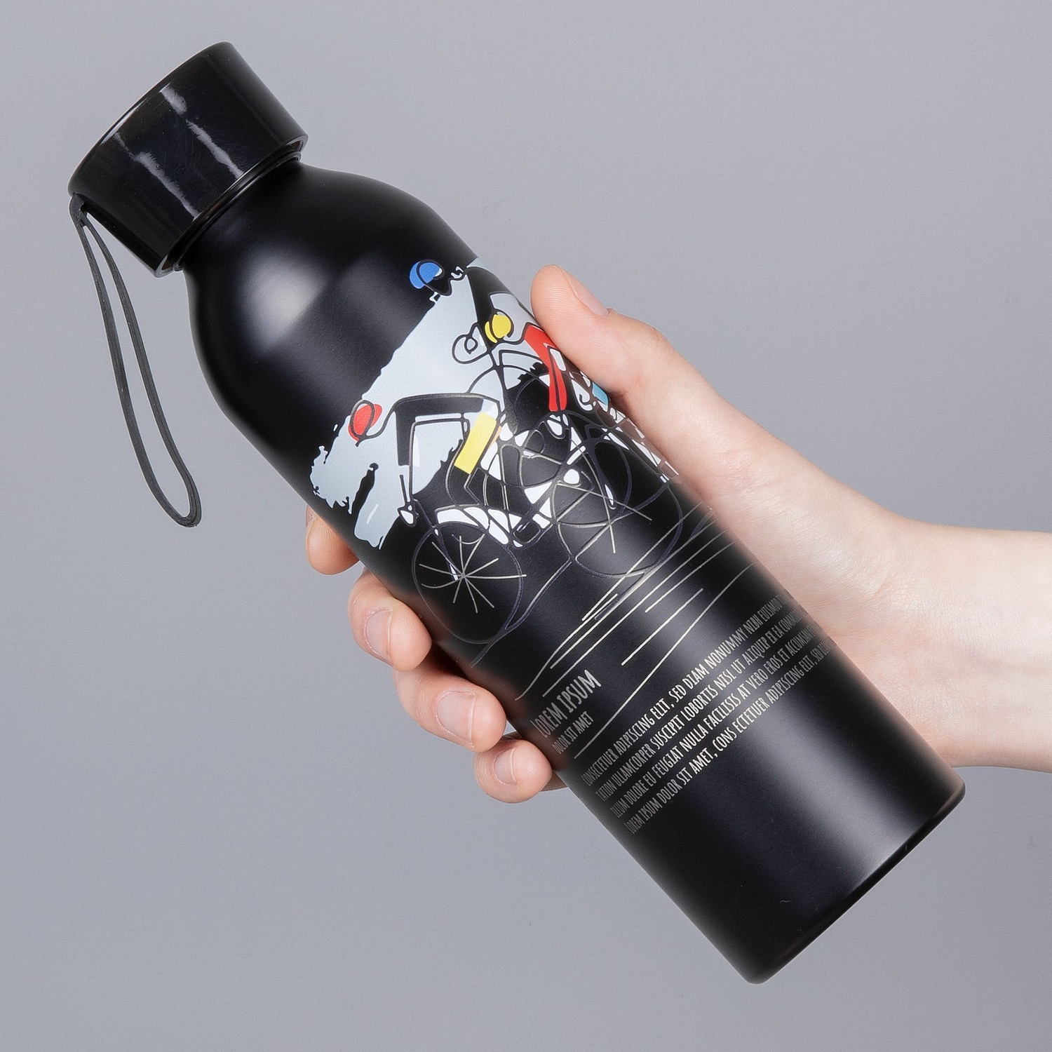 Бутылка для воды Brooke, матовая черная с логотипом