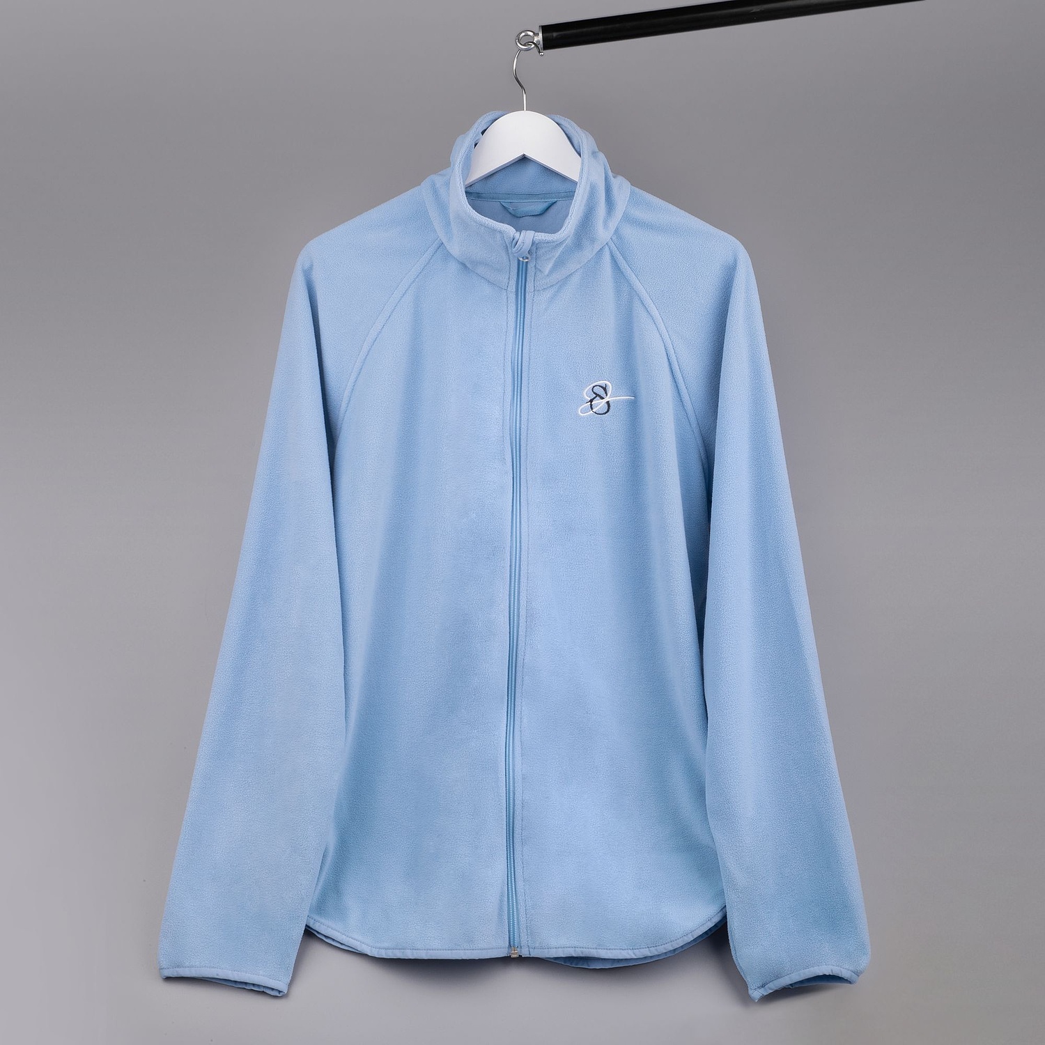 Куртка флисовая унисекс Fliska, голубая с логотипом