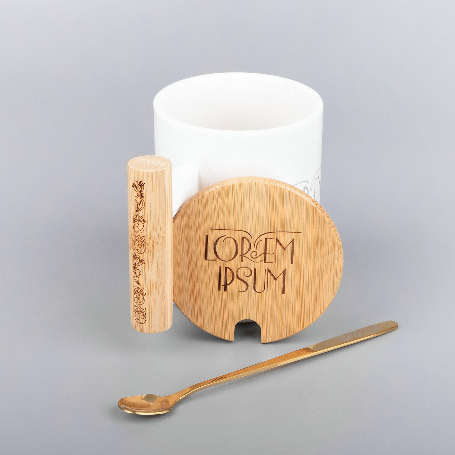 Кружка с ложкой Eco Fusion, белая с логотипом