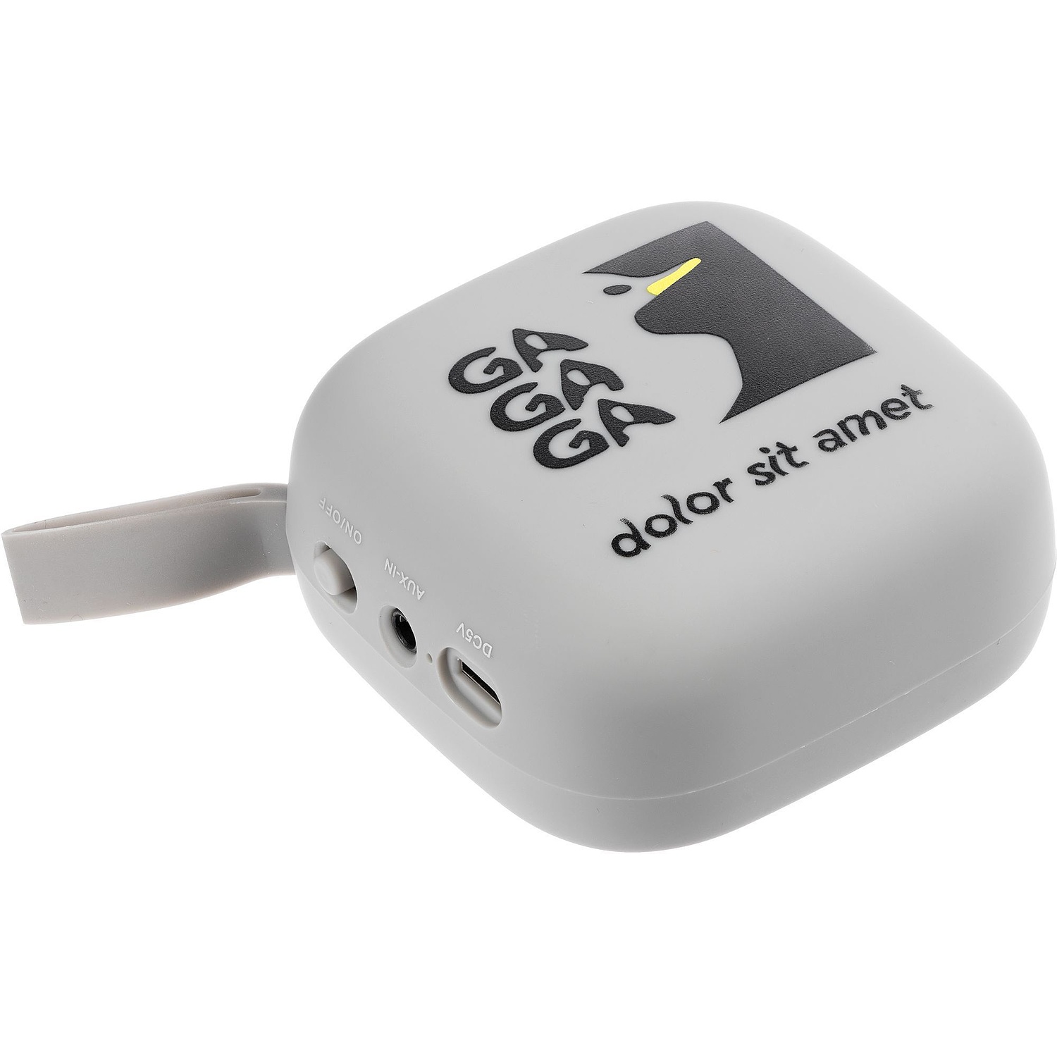 Беспроводная колонка Chubby, серая с голубым с логотипом