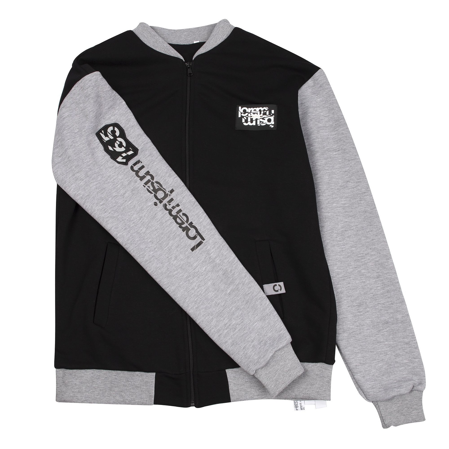 Бомбер College, черный с логотипом