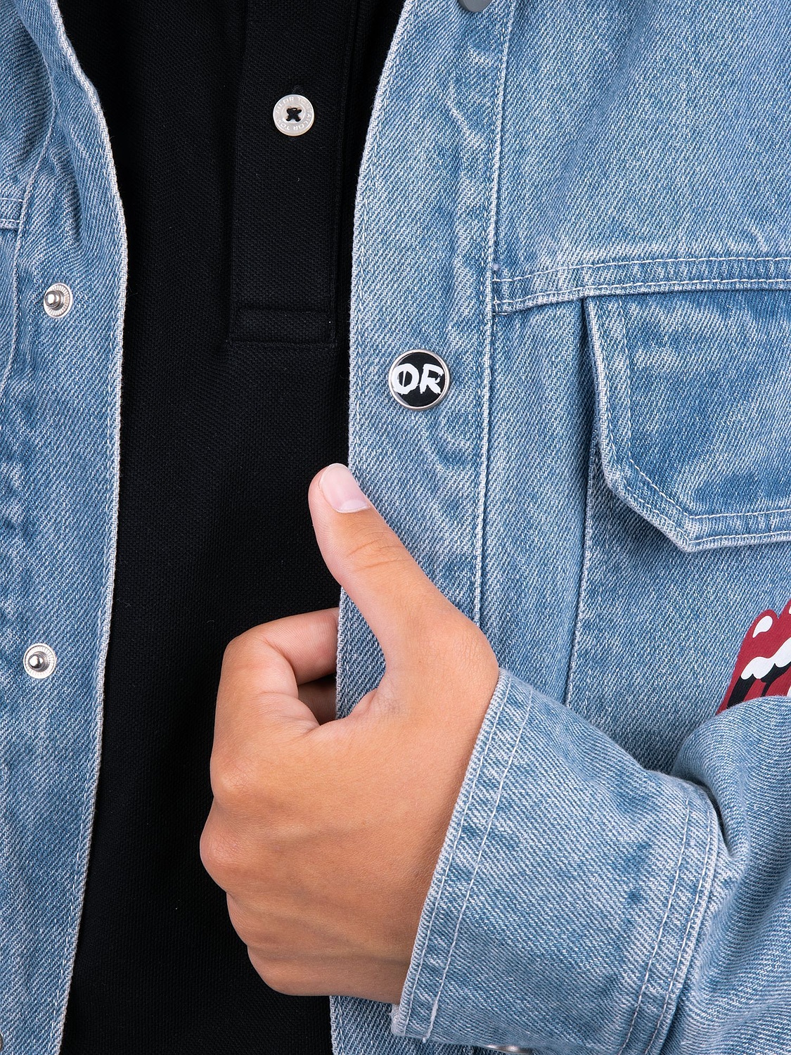 Куртка джинсовая O2, голубая с логотипом