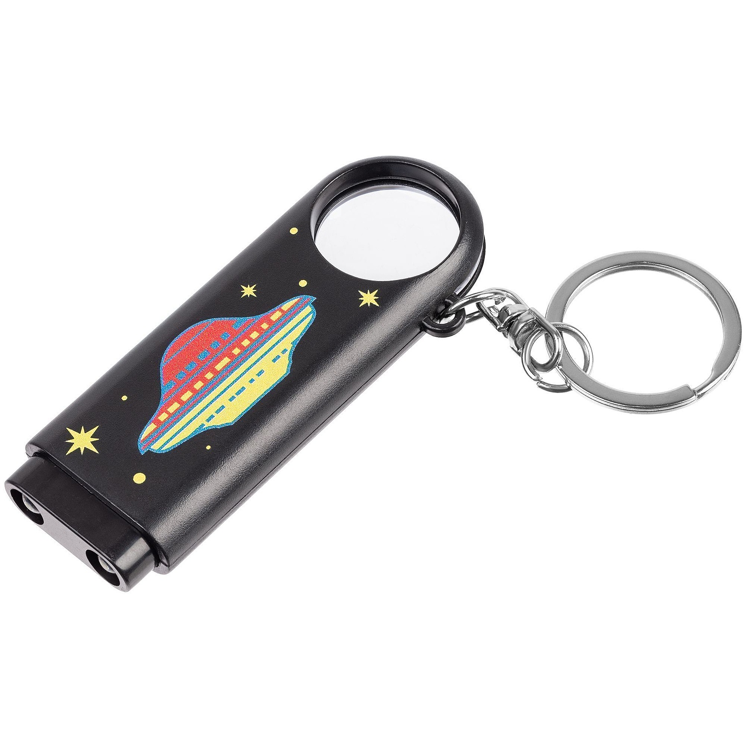 Брелок-фонарик Lens Ray, черный с логотипом