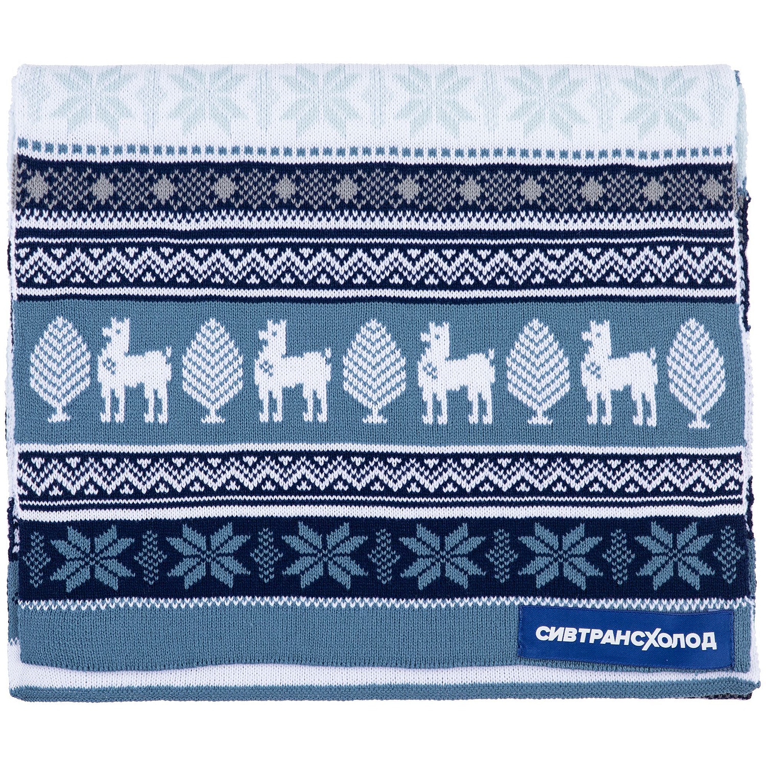 Лейбл тканевый Epsilon, S, синий с логотипом