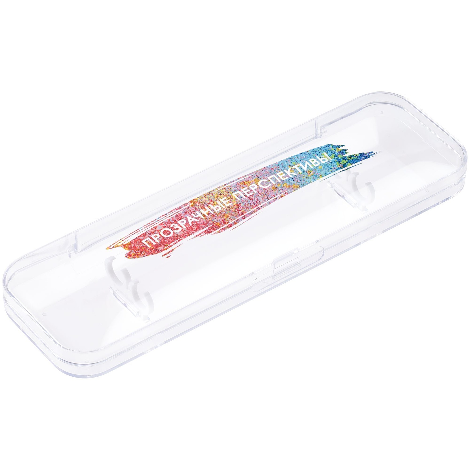 Футляр Serene для 2 ручек, прозрачный с логотипом