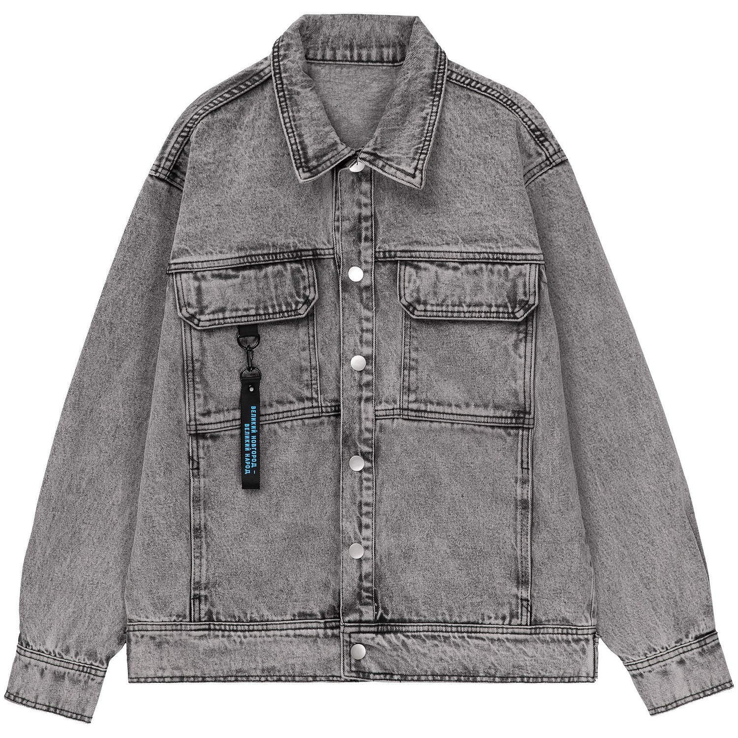 Куртка джинсовая O2, серая с логотипом